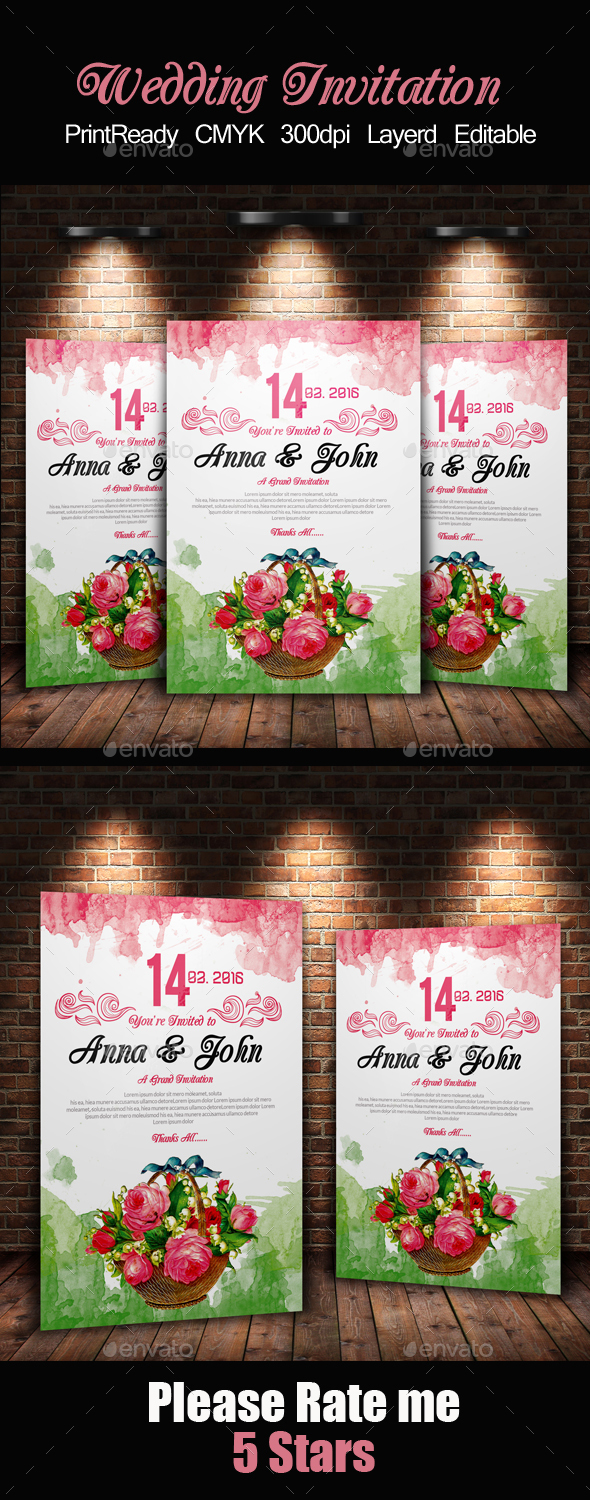 Water Colore & Floral Invitation Card - Invitations Cards & Invites