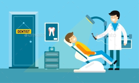 Dentist Doctors Office And Patient With Toothache - Health/Medicine Conceptual