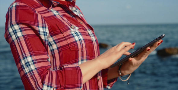 Girl With Digital Tablet 