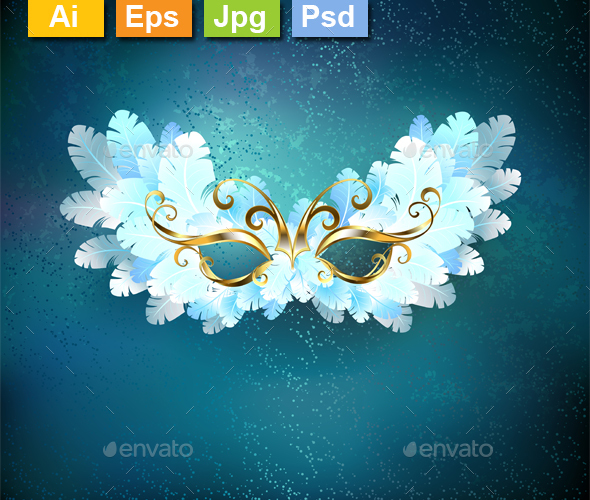 Mask of White Feathers - Decorative Vectors