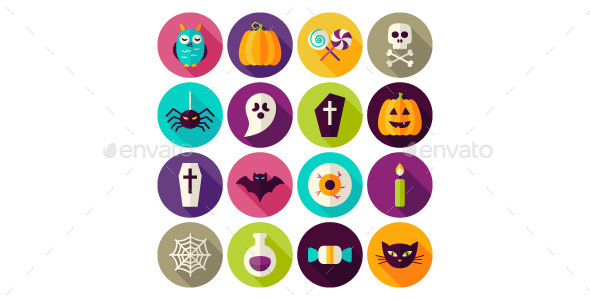 Halloween Scary Flat Icons - Seasonal Icons
