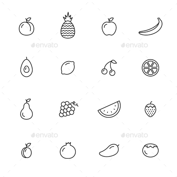 Fruits Icons - Food Objects