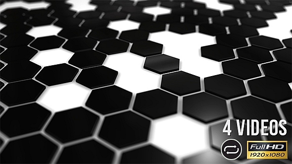 Black and White Hexagons - 4 Pack