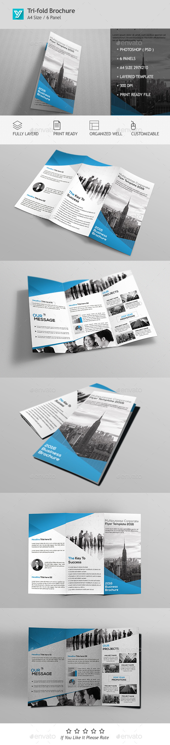 Corporate Tri-fold Brochure Template - Corporate Brochures