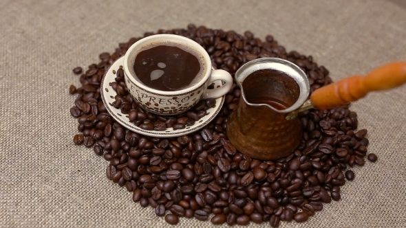 Turkish Coffee And Coffee Beans, Stock Footage | VideoHive