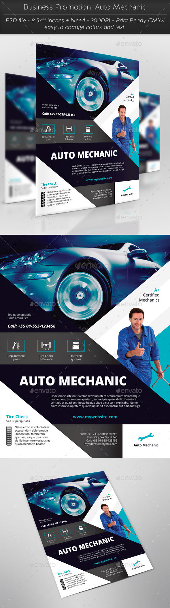 Business Promotion: Auto Mechanic - Flyers Print Templates