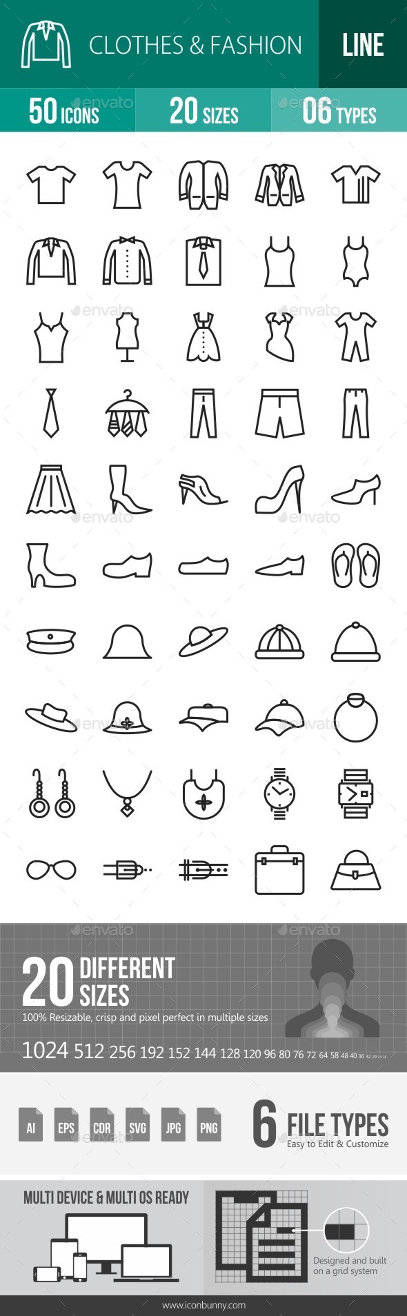 Clothes & Fashion Line Icons - Icons