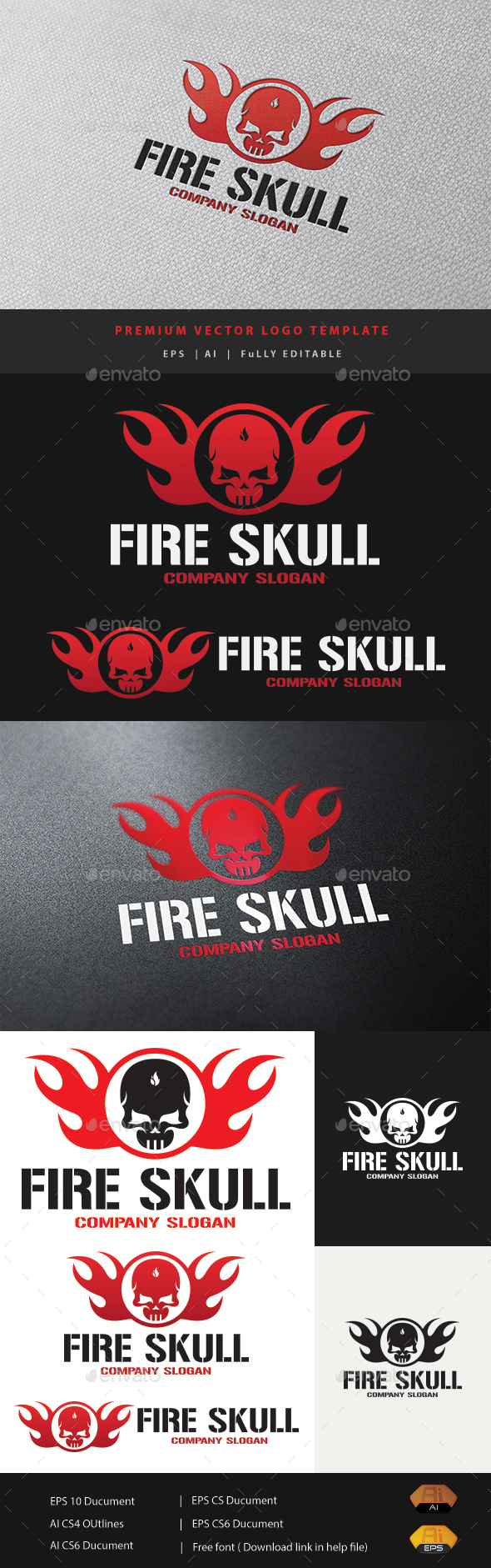 Fire Skull - Humans Logo Templates