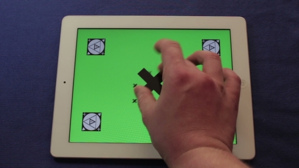 Man Hands Touch Gestures With Tablet Green Screen 