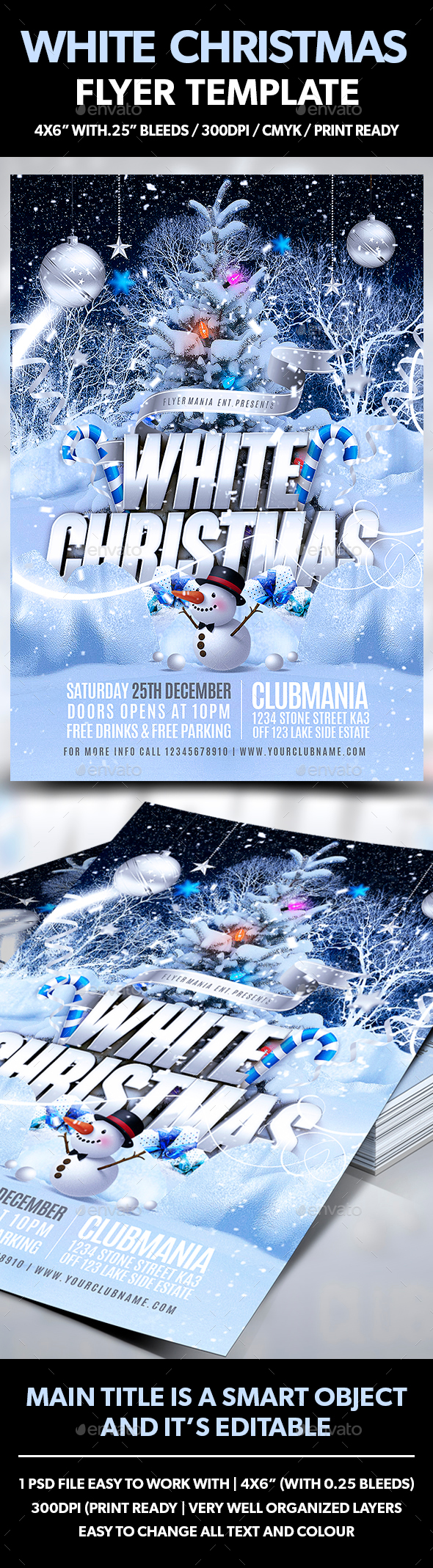 White Christmas Flyer Template