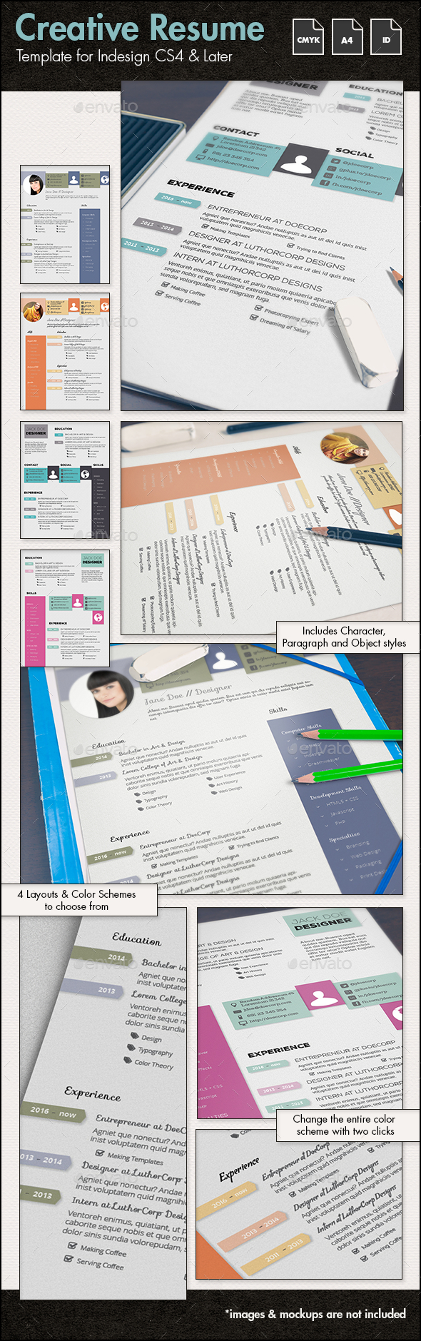 Creative CV/Resume Template - A4 Portrait - Resumes Stationery
