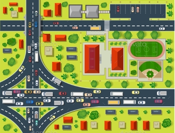 Map Of a Top - Buildings Objects