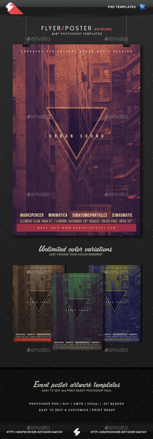 Urban Sound - Party Flyer Artwork Template - Clubs & Parties Events