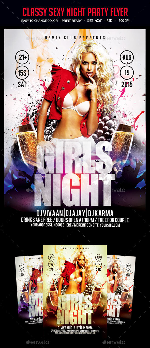 Girls Night Party Flyer Template - Clubs & Parties Events