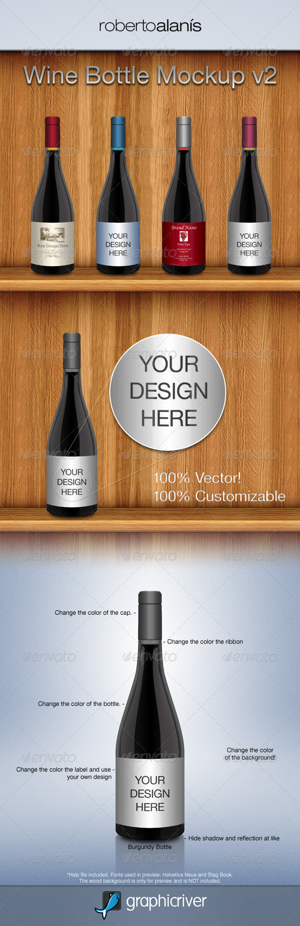 Wine Bottle Mockup V2 - Food and Drink Packaging