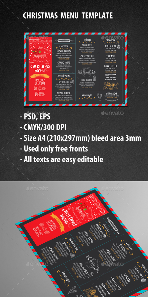 Christmas Menu Restaurant - Food Menus Print Templates