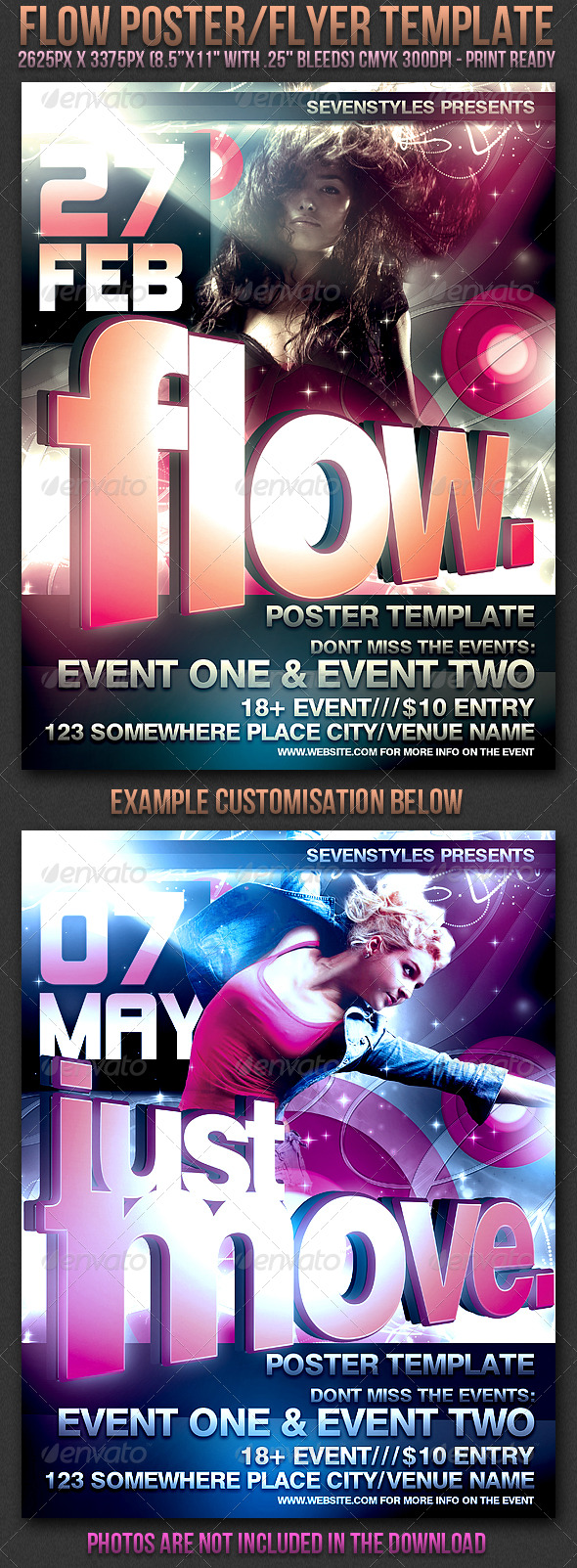 Flow Poster/Flyer Template - Clubs & Parties Events