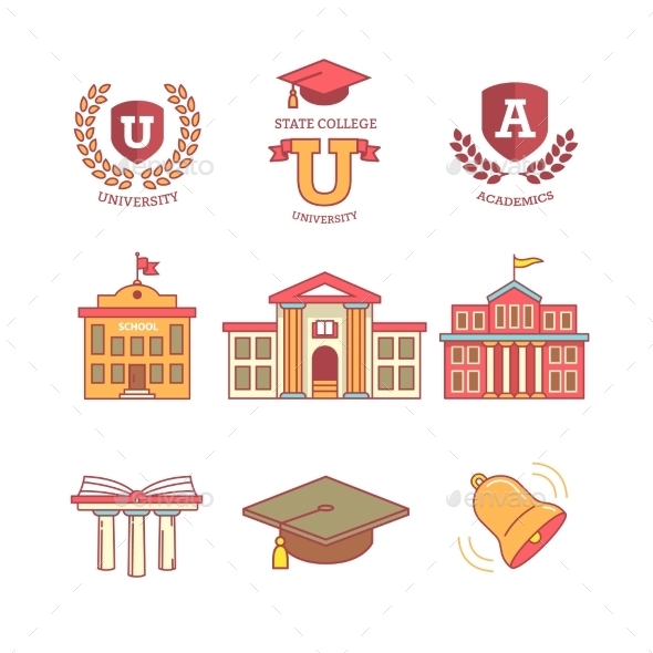 Education, School, Academy, College And University - Icons