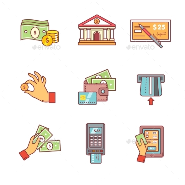 Banking Icons Thin Line Set. Currency Operations - Business Icons