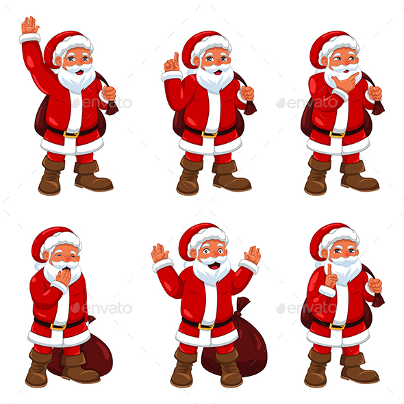 Santa Claus in Different Expressions - Christmas Seasons/Holidays