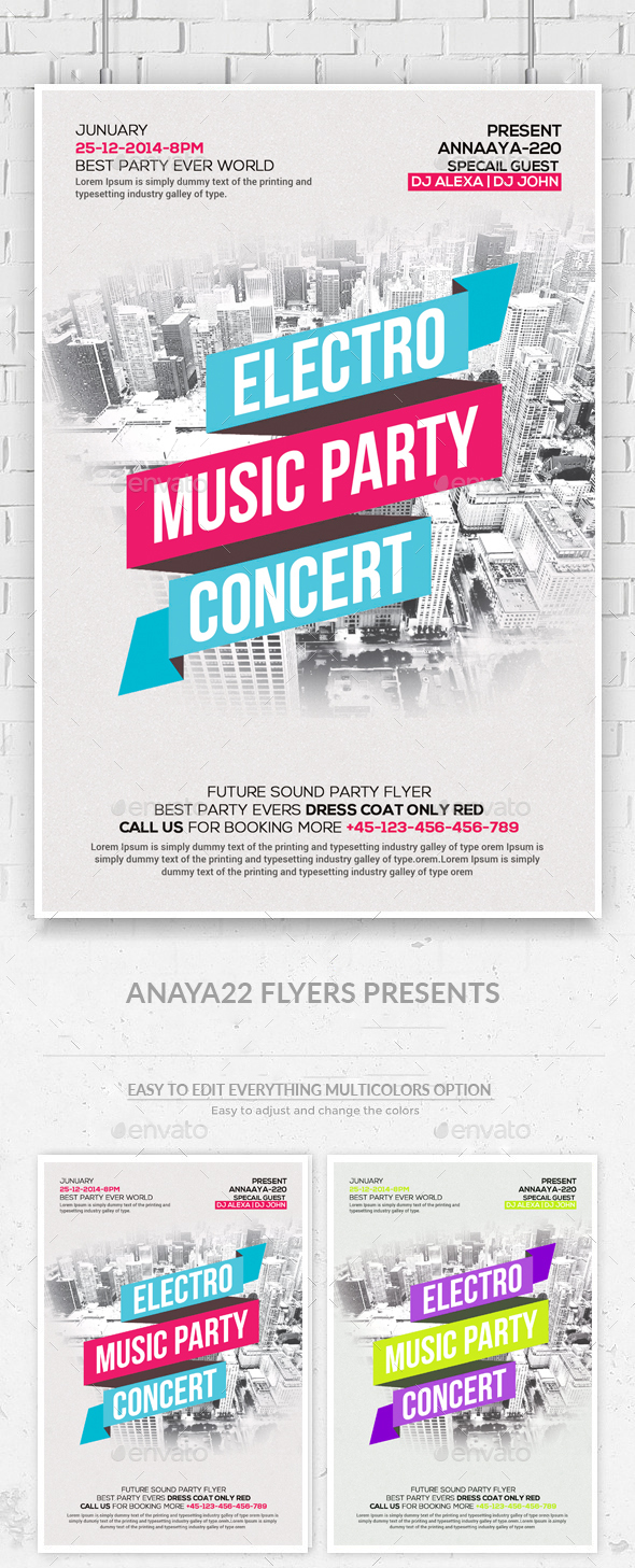 Electro Music Flyer Psd Template - Clubs & Parties Events