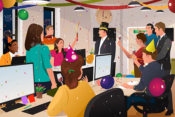Business People Celebrating New Year - New Year Seasons/Holidays