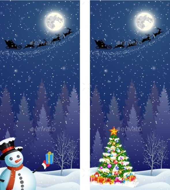 Cute Snowman On The Background Of Night Sky - Christmas Seasons/Holidays
