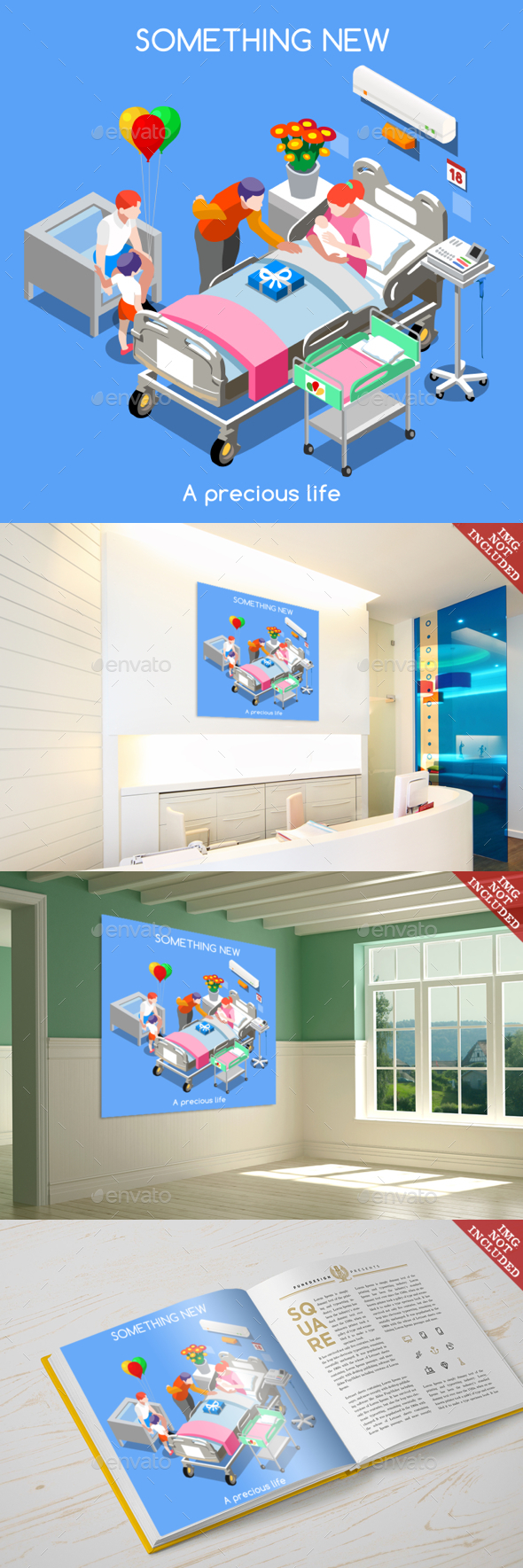 Hospital 12 People Isometric - Health/Medicine Conceptual