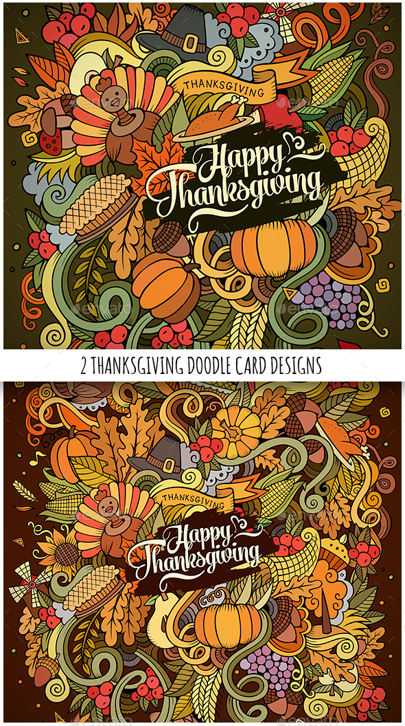 Happy Thanksgiving Doodles Designs - Seasons/Holidays Conceptual