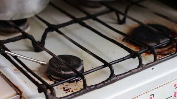 Ignition Of The Gas In The Burner On The Stove alt