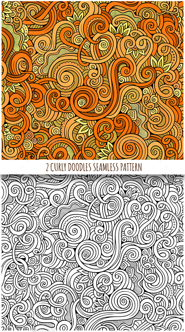 2 Curly Seamless Patterns - Patterns Decorative