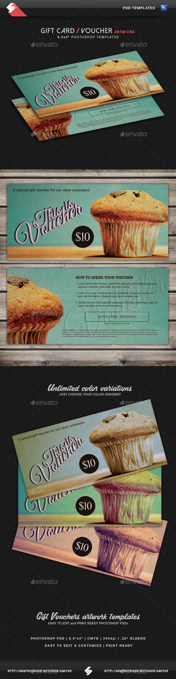 Retro Gift Voucher Template - Loyalty Cards Cards & Invites