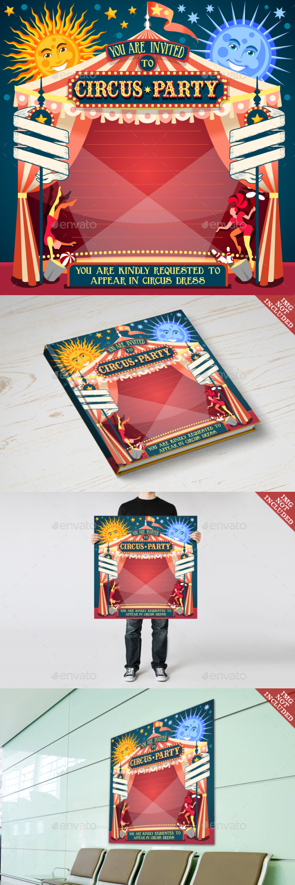 Circus 02 Invitation Vintage 2D - Decorative Vectors