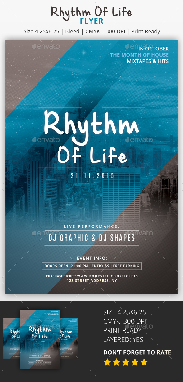 Rhythm of Life - PSD Flyer - Clubs & Parties Events