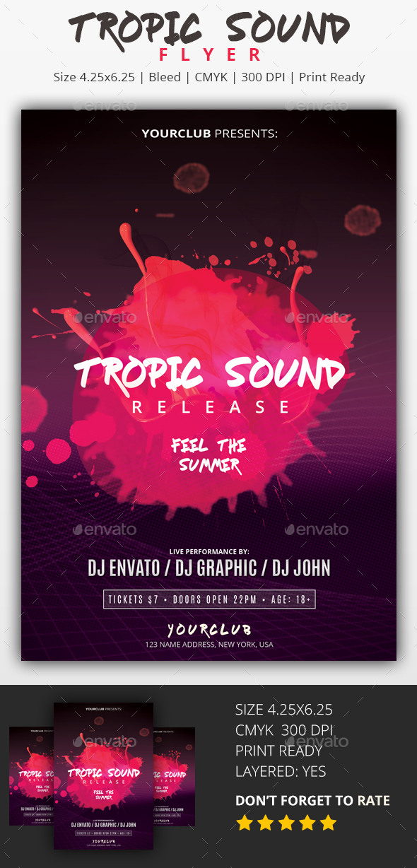 Tropic Sound - PSD Flyer - Clubs & Parties Events