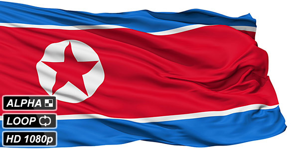 Isolated Waving National Flag of North Korea alt