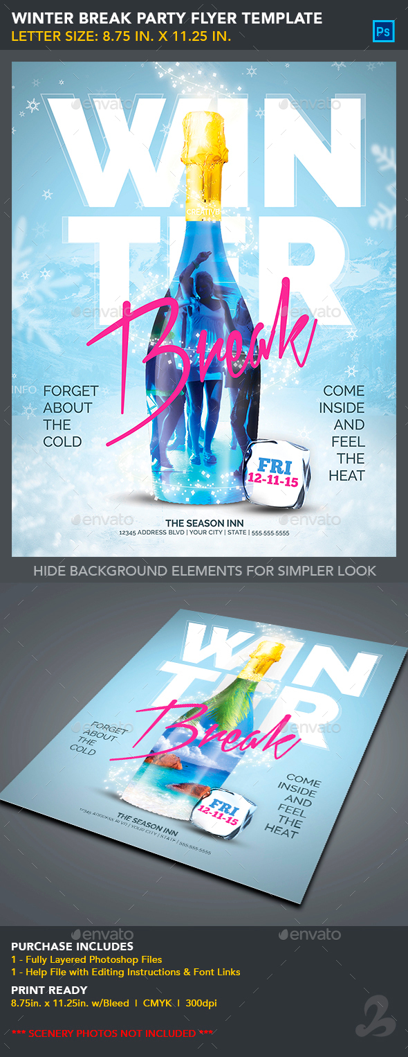 Winter Break Party Flyer Template - Clubs & Parties Events