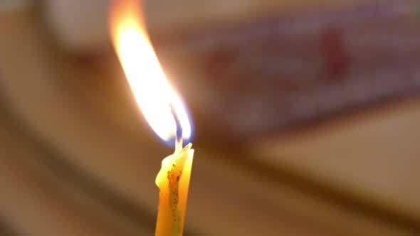 Burning Flame of Candles in Church
