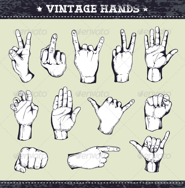Set of vintage hands