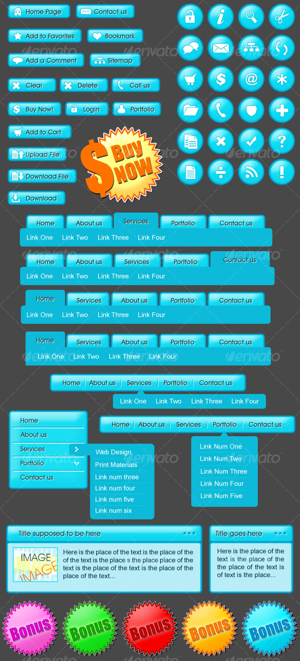 web elements - icons/tab/navigation bars/text - Miscellaneous Web Elements