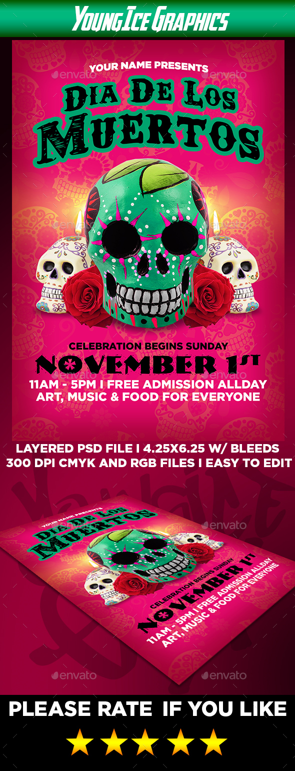 Dia De Los Muertos Flyer Template - Holidays Events