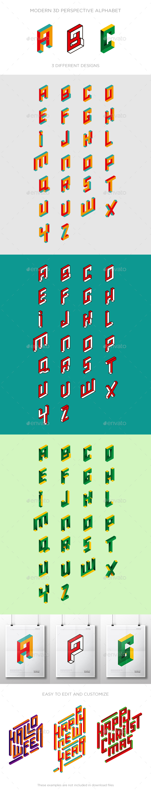 3D Alphabet Logo Letters - Decorative Symbols Decorative