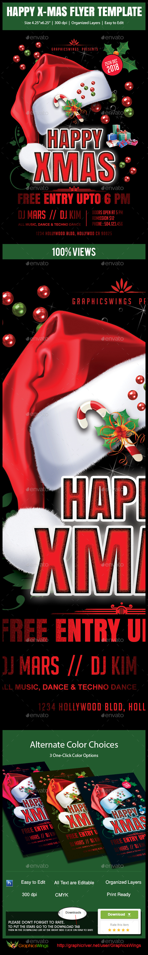 Happy X-Mas Flyer Template - Events Flyers