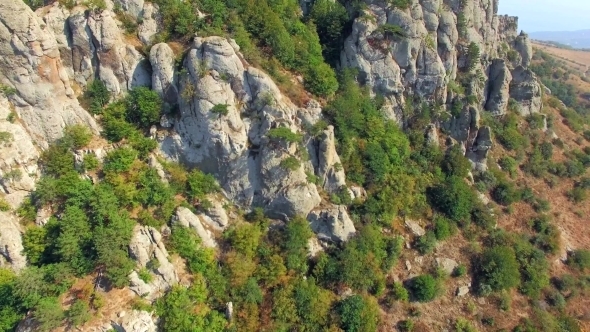 Rocky Formations On Slope Of Mountain