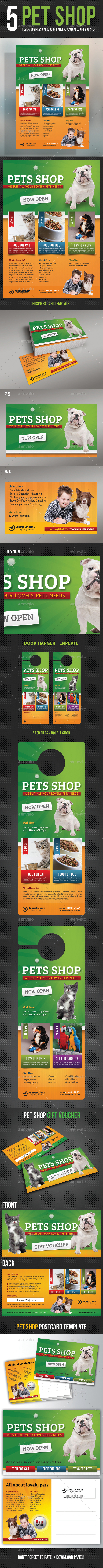 5 in 1 Pet Shop Templates Bundle - Flyers Print Templates