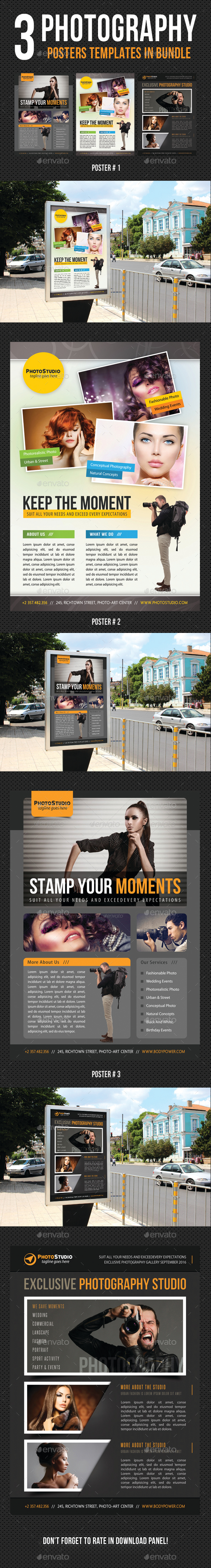 3 in 1 Photography Poster Bundle V01 - Signage Print Templates