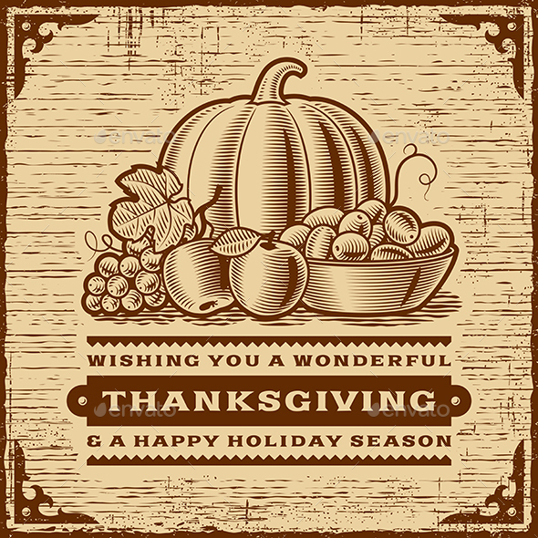 Vintage Thanksgiving Card Brown - Miscellaneous Seasons/Holidays