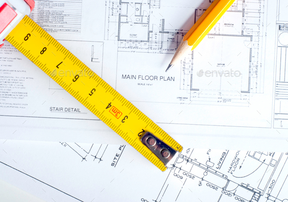 Construction planning drawings - Stock Photo - Images