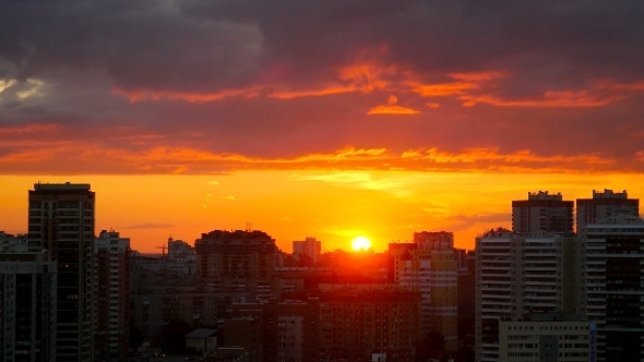 Timelapse Of Amazing Cityscape Sunset
