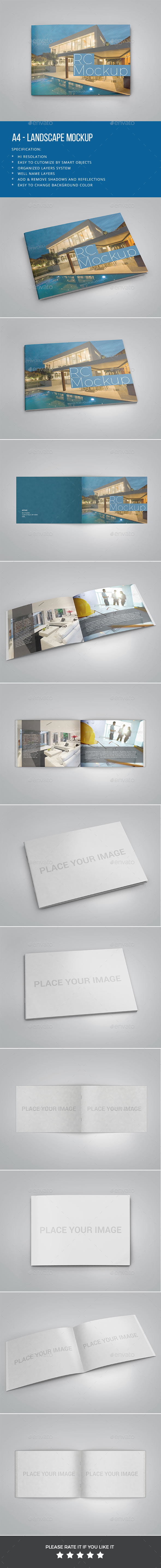 A4- Landscape Mockup - Print Product Mock-Ups